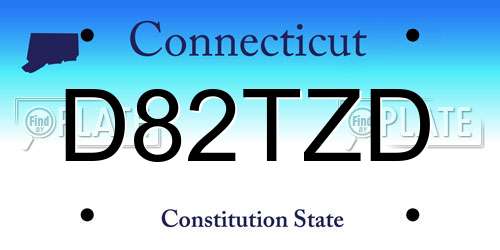 D82TZD Connecticut License Plate