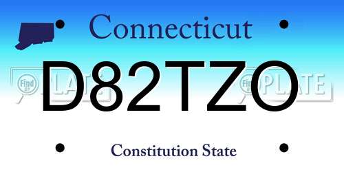 D82TZO Connecticut License Plate