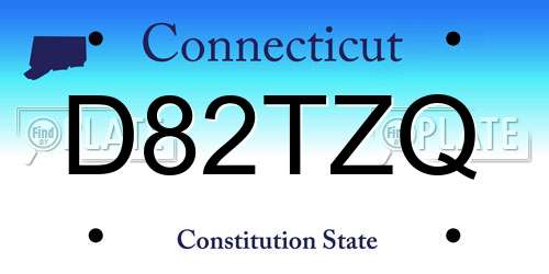 D82TZQ Connecticut License Plate