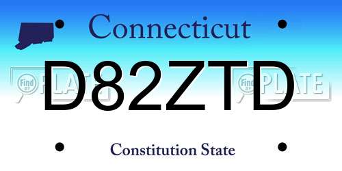 D82ZTD Connecticut License Plate