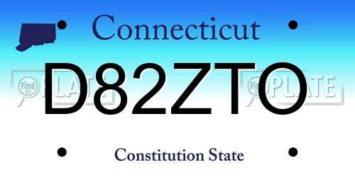 D82ZTO Connecticut License Plate