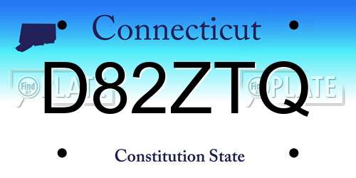 D82ZTQ Connecticut License Plate