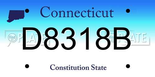 D8318B Connecticut License Plate