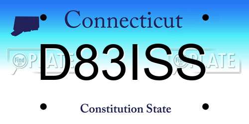 D83ISS Connecticut License Plate