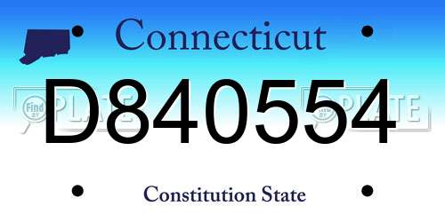 D840554 Connecticut License Plate