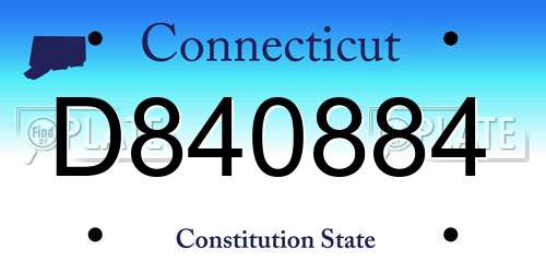 D840884 Connecticut License Plate