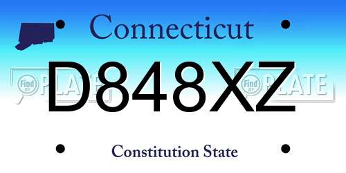 D848XZ Connecticut License Plate