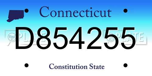 D854255 Connecticut License Plate