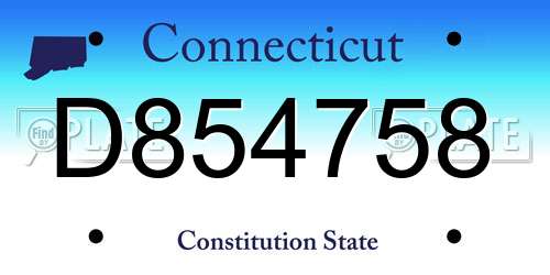 D854758 Connecticut License Plate