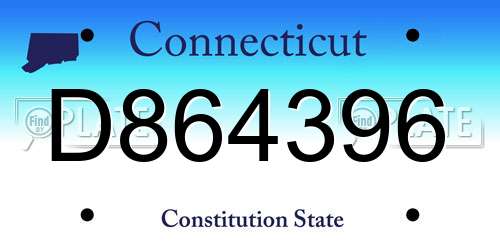 D864396 Connecticut License Plate