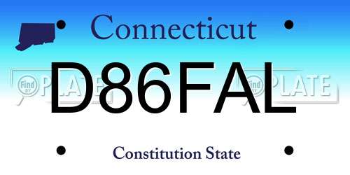 D86FAL Connecticut License Plate