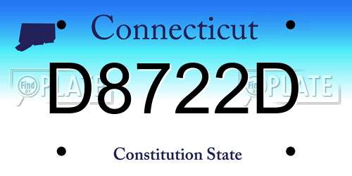 D8722D Connecticut License Plate