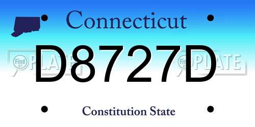 D8727D Connecticut License Plate