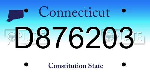 D876203 Connecticut License Plate