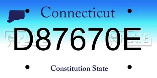 D87670E Connecticut License Plate