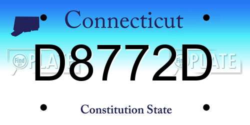 D8772D Connecticut License Plate