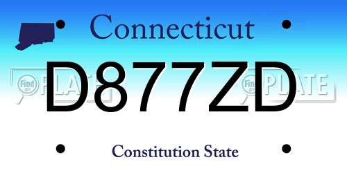 D877ZD Connecticut License Plate