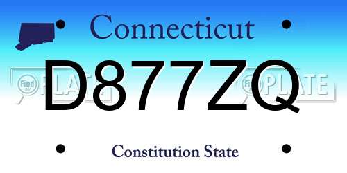 D877ZQ Connecticut License Plate
