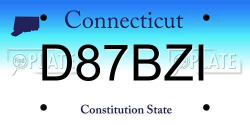 D87BZI Connecticut License Plate