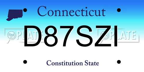 D87SZI Connecticut License Plate