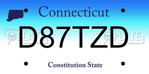 D87TZD Connecticut License Plate