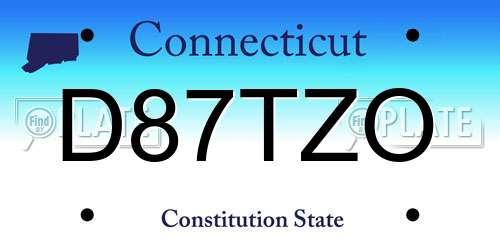 D87TZO Connecticut License Plate