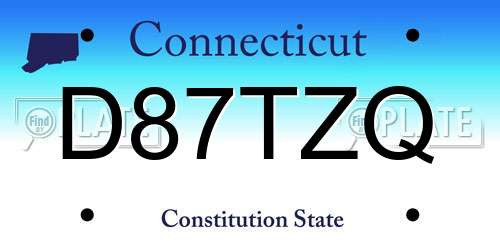 D87TZQ Connecticut License Plate