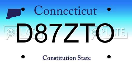 D87ZTO Connecticut License Plate