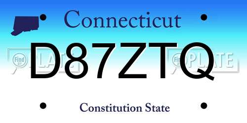 D87ZTQ Connecticut License Plate
