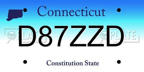 D87ZZD Connecticut License Plate