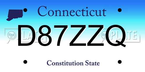 D87ZZQ Connecticut License Plate
