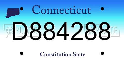 D884288 Connecticut License Plate
