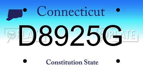 D8925G Connecticut License Plate