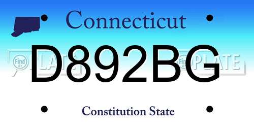 D892BG Connecticut License Plate