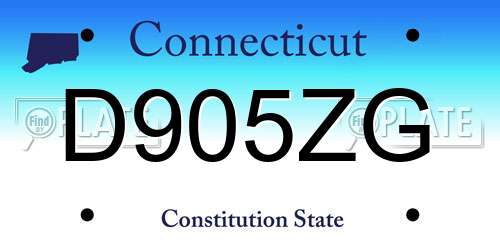 D905ZG Connecticut License Plate