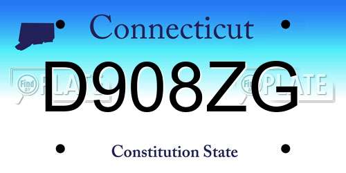 D908ZG Connecticut License Plate