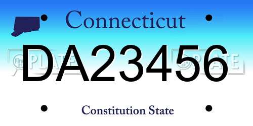 DA23456 Connecticut License Plate