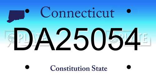 DA25054 Connecticut License Plate