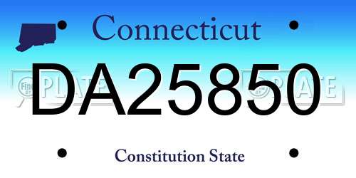 DA25850 Connecticut License Plate