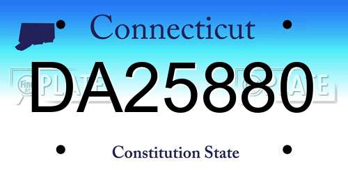 DA25880 Connecticut License Plate