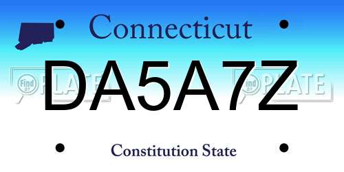 DA5A7Z Connecticut License Plate
