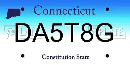 DA5T8G Connecticut License Plate