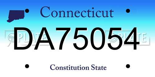 DA75054 Connecticut License Plate