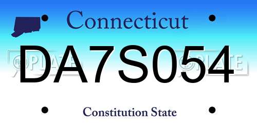 DA7S054 Connecticut License Plate