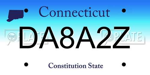 DA8A2Z Connecticut License Plate