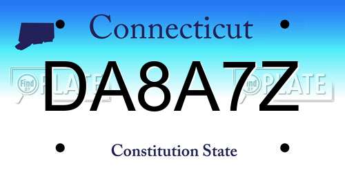 DA8A7Z Connecticut License Plate