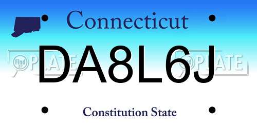 DA8L6J Connecticut License Plate