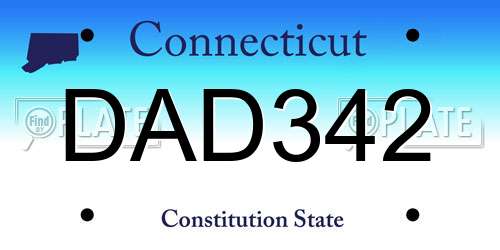 DAD342 Connecticut License Plate