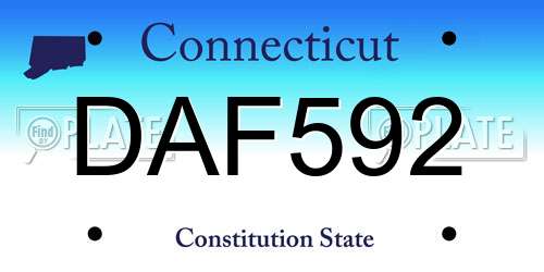 DAF592 Connecticut License Plate