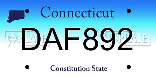 DAF892 Connecticut License Plate